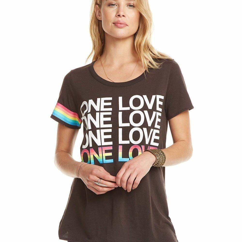 Chaser Pride Rainbow One Love Backless Short Sleeve Shirt Top, Size Large
